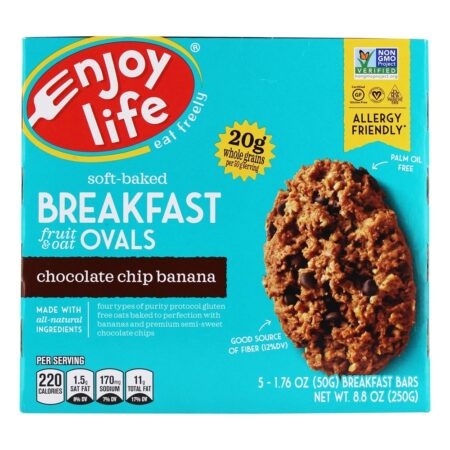 Café da Manhã Soft-Baked Fruit & Ovat de Aveia Banana com Chocolate - 5 Barras Enjoy Life Foods