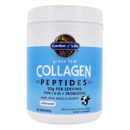 Grama alimentou o pó de Peptides do colagénio Unflavored - 19.75 oz. Garden of Life