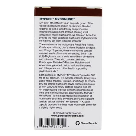 MyPure MYcoMune Mushroom Supplement 500 mg. - 60 Cápsula (s) vegetal (s) Pure Essence Labs - Image 4