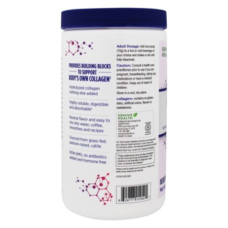 Colagénio + Tipo 1 e 3 sabor - 9.88 oz. Genuine Health - Imagem 3