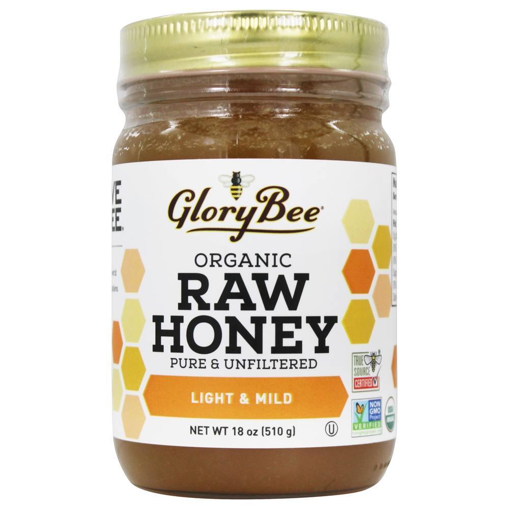 Mel Cru Orgânico 100 % Pure & Flor de Clover Não Filtrada - 18 oz. GloryBee
