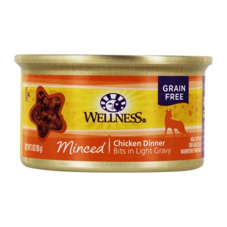 Galinha de comida de gato adulto de jantar de grão livre - 3 oz. Wellness Pet