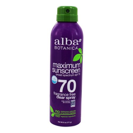 Limpo máximo de Spectrum solar Clear Spray 70 SPF - 6 oz. Alba Botanica