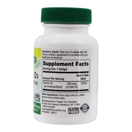 Vitamina D3 250 mcg. - 120 Softgels Health Thru Nutrition - Image 2