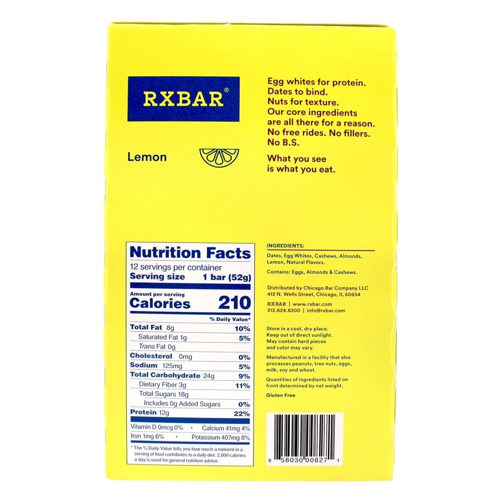 Caixa de Proteína Bar Lemon - 12 Barras RXBAR - Imagem 2