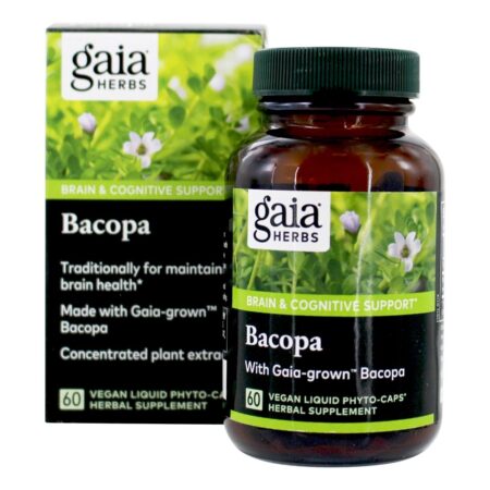 Bacopa Cérebro & Suporte Cognitivo 350 mg . - 60 Tampas veganas Gaia Herbs