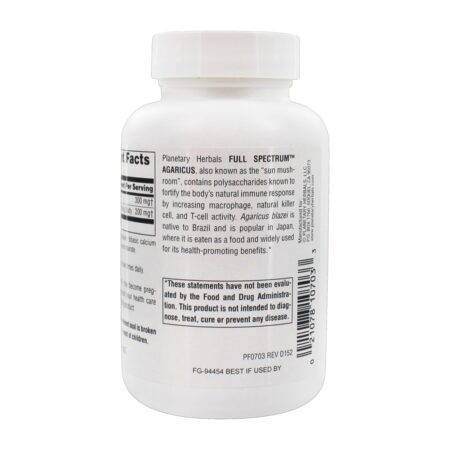 Spectrum Agaricus Imune & Natural Killer Cell Activator 500 mg . - Cápsulas 90 Planetary Herbals - Image 3