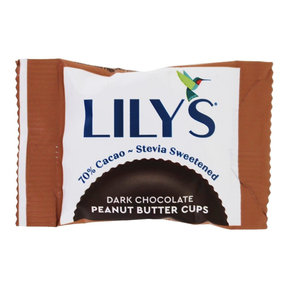 Stevia Sweetened 70 % Cacau Copos De Manteiga De Amendoim Chocolate Escuro - 3.2 oz. Lily's - Imagem 3