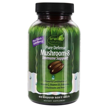 Pure Suporte ao Imune Defense Mushroom-8 - 60 Softgels líquidos Irwin Naturals