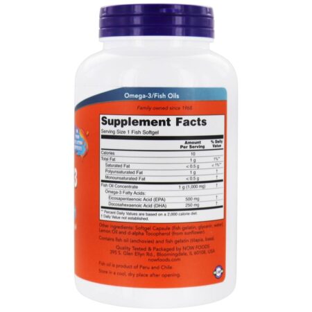 Ultra Omega - 3 500 EPA / 250 DHA 1000 mg . - 180 Softgels NOW Foods - Image 2