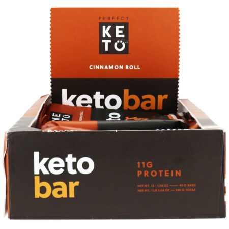 Keto Bars Box Rolo de Canela - 12 Barras Perfect Keto