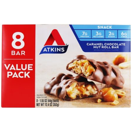 Lanchonetes Valor da caixa Pacote Caramelo Chocolate Porca Rolo - 8 Barras Atkins