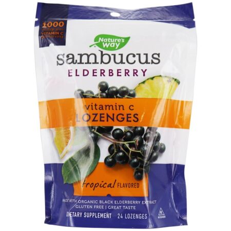 Sambucus Sabugueiro Vitamina C Tropical 1000 mg . - 24 Pastilhas Nature's Way