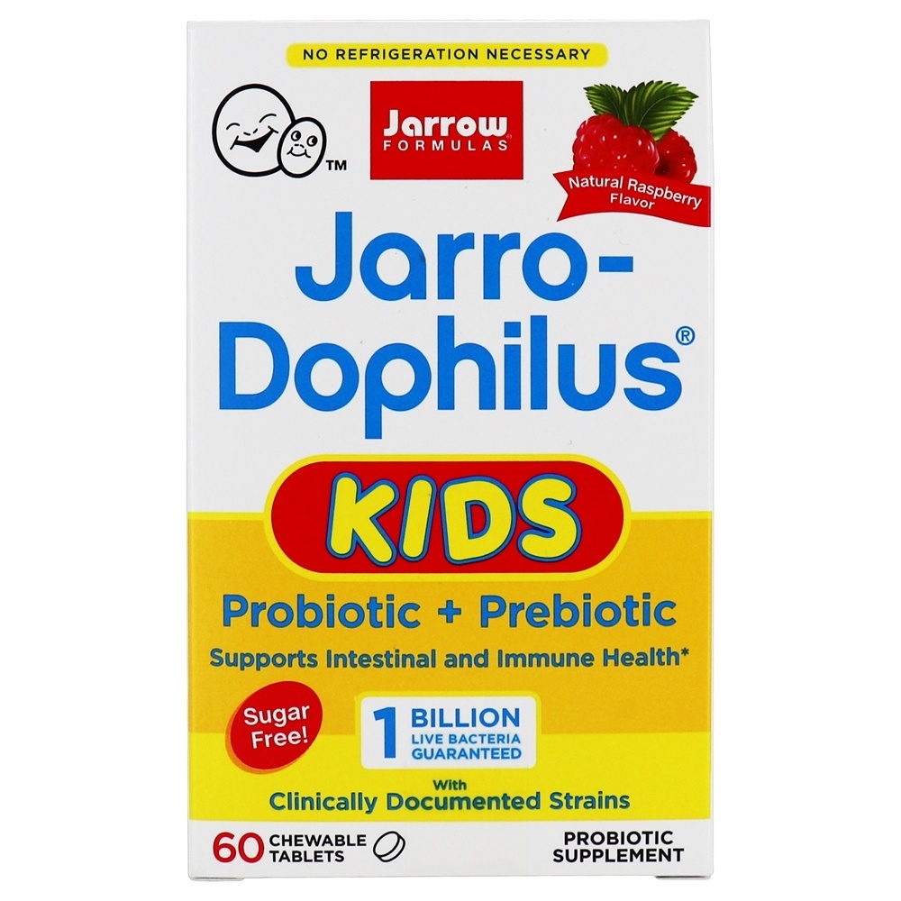 Jarro-Dophilus Kids Probiotic + Prebiotic Formula 1 Bilhão UFC - 60 comprimidos mastigáveis Jarrow Formulas