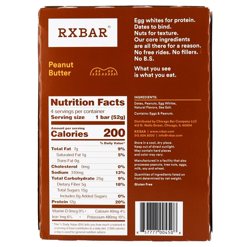 Barras de proteínas Manteiga de amendoim - 4 Barras RXBAR - Imagem 2