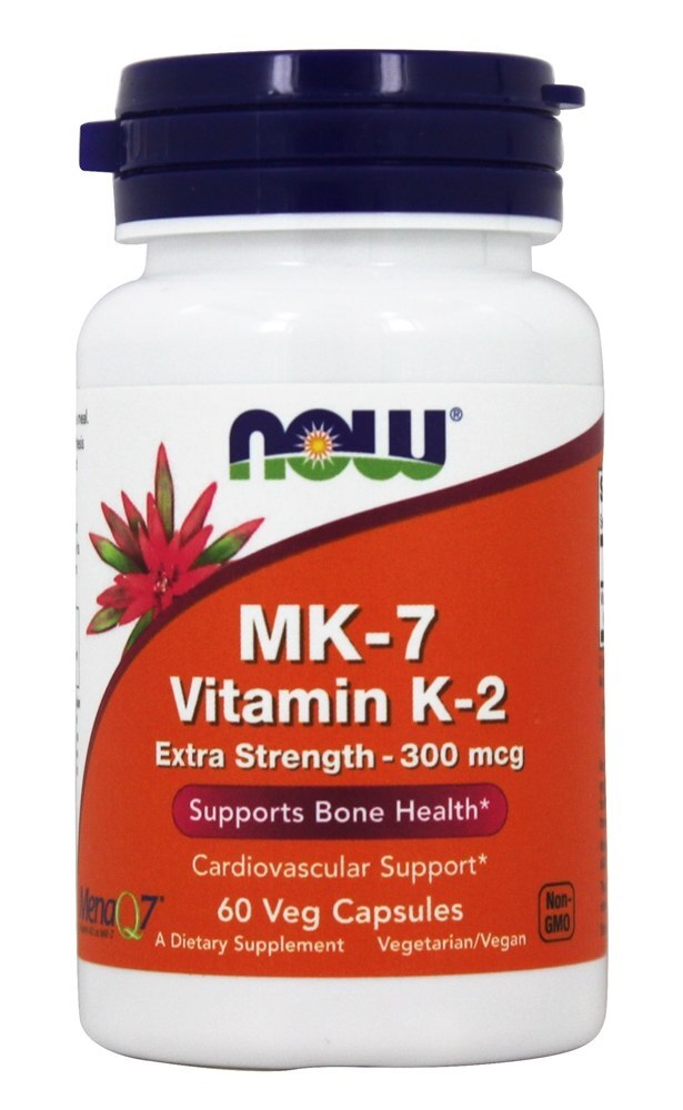 Osso de força extra da vitamina K2 do MK-7 Health Support 300 mcg. - 60 Cápsula (s) vegetal (s) NOW Foods
