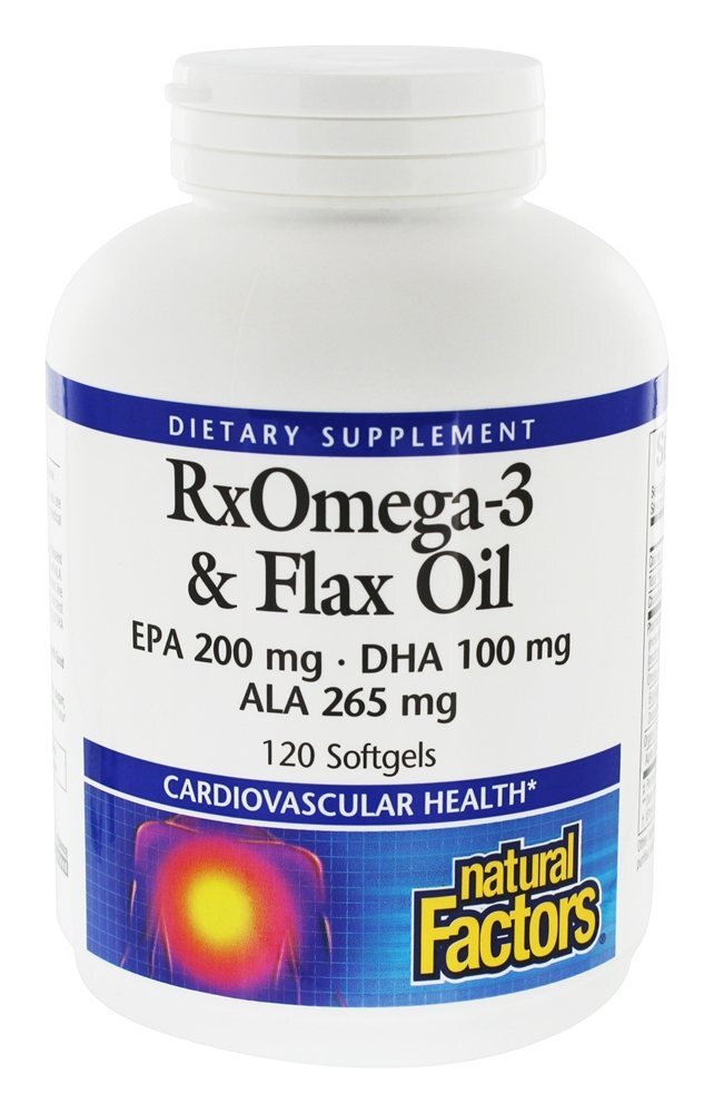 RxOmega-3 e óleo de linho EPA 200 mg / DHA 100 mg - 120 Softgels Natural Factors