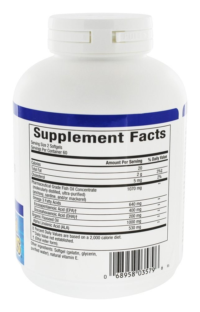 RxOmega-3 e óleo de linho EPA 200 mg / DHA 100 mg - 120 Softgels Natural Factors - Imagem 2