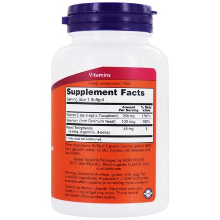 Vitamina E 400 UI - 100 Softgels NOW Foods - Image 2