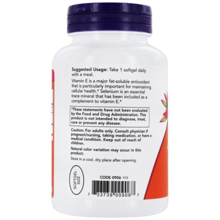 Vitamina E 400 UI - 100 Softgels NOW Foods - Image 3