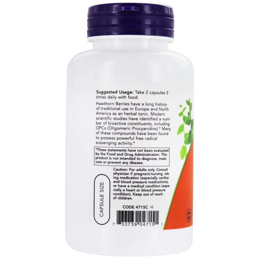 Hawthorn Berry 540 mg. - 100 Cápsula (s) vegetal (s) NOW Foods - Imagem 3