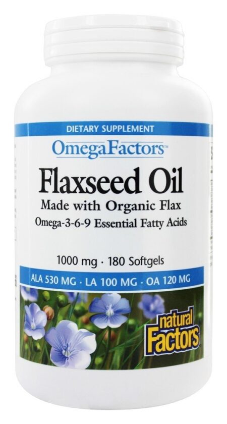 OmegaFactors Óleo de linhaça elaborado com linho orgânico 1000 mg. - 180 Softgels Natural Factors