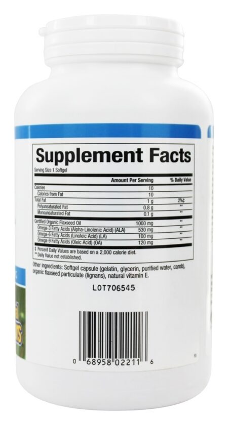 OmegaFactors Óleo de linhaça elaborado com linho orgânico 1000 mg. - 180 Softgels Natural Factors - Image 2