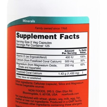 Coral Calcium Plus - Cápsulas vegetarianas 250 NOW Foods - Imagem 2
