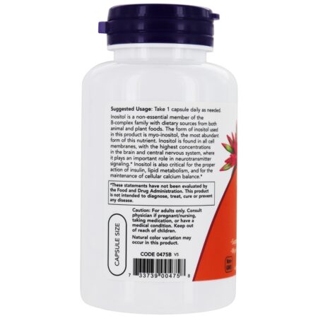 Inositol 500 mg. - 100 Cápsula (s) vegetal (s) NOW Foods - Image 3