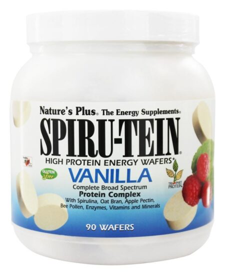 Spiru-Tein Alto Proteína Energia WAFERS Baunilha - 90 Bolachas Natures Plus