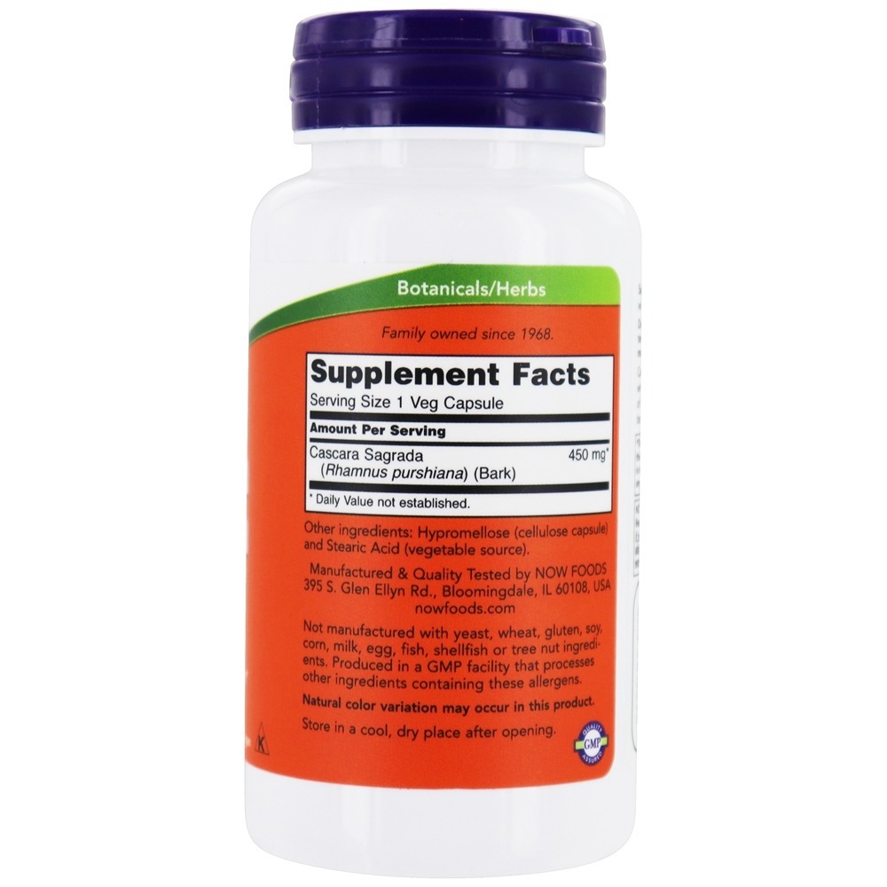 Cascara Sagrada 450 mg. - 100 Cápsula (s) vegetal (s) NOW Foods - Imagem 2