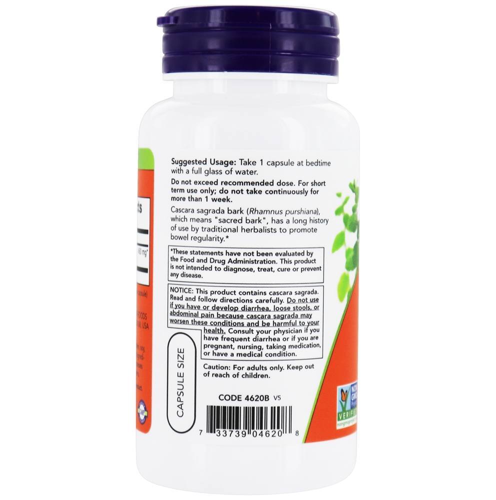 Cascara Sagrada 450 mg. - 100 Cápsula (s) vegetal (s) NOW Foods - Imagem 3