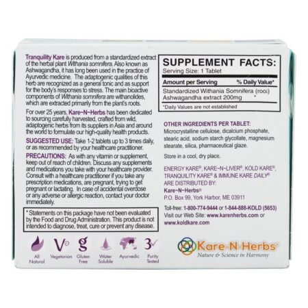 Tranqüilidade Kare Apoiar para Humor e Estresse - 40 Tablets Kare-N-Herbs - Imagem 2