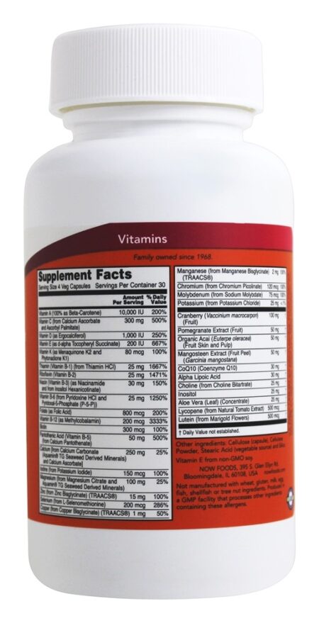 Véspera Múltiplas Vitamina e Minerais para Mulheres - Cápsulas vegetarianas 120 NOW Foods - Image 2