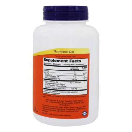 Óleo de Onagra 500 mg. - 250 Softgels NOW Foods - Image 2