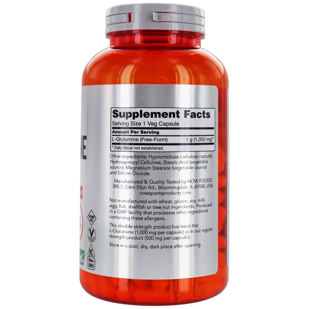 NOW Sports L-Glutamina 1000 mg . - 240 Cápsula (s) vegetal (s) NOW Foods - Imagem 2