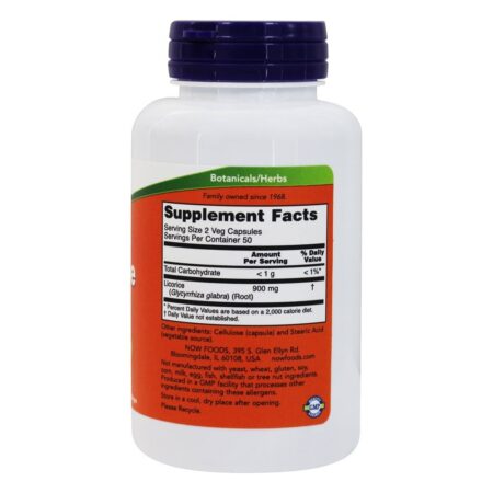 Raiz de alcaçuz 450 mg. - Cápsulas 100 NOW Foods - Imagem 2