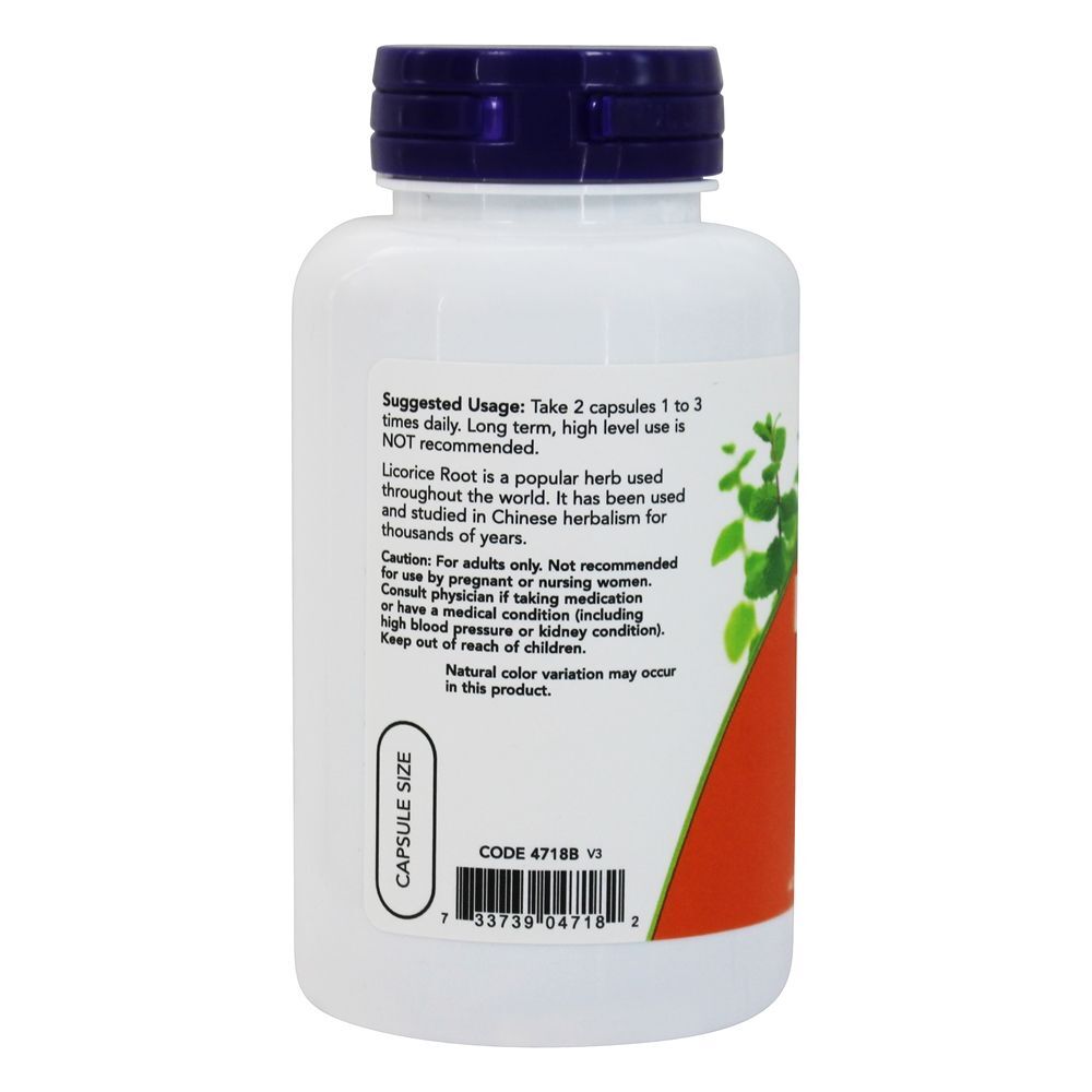 Raiz de alcaçuz 450 mg. - Cápsulas 100 NOW Foods - Imagem 3