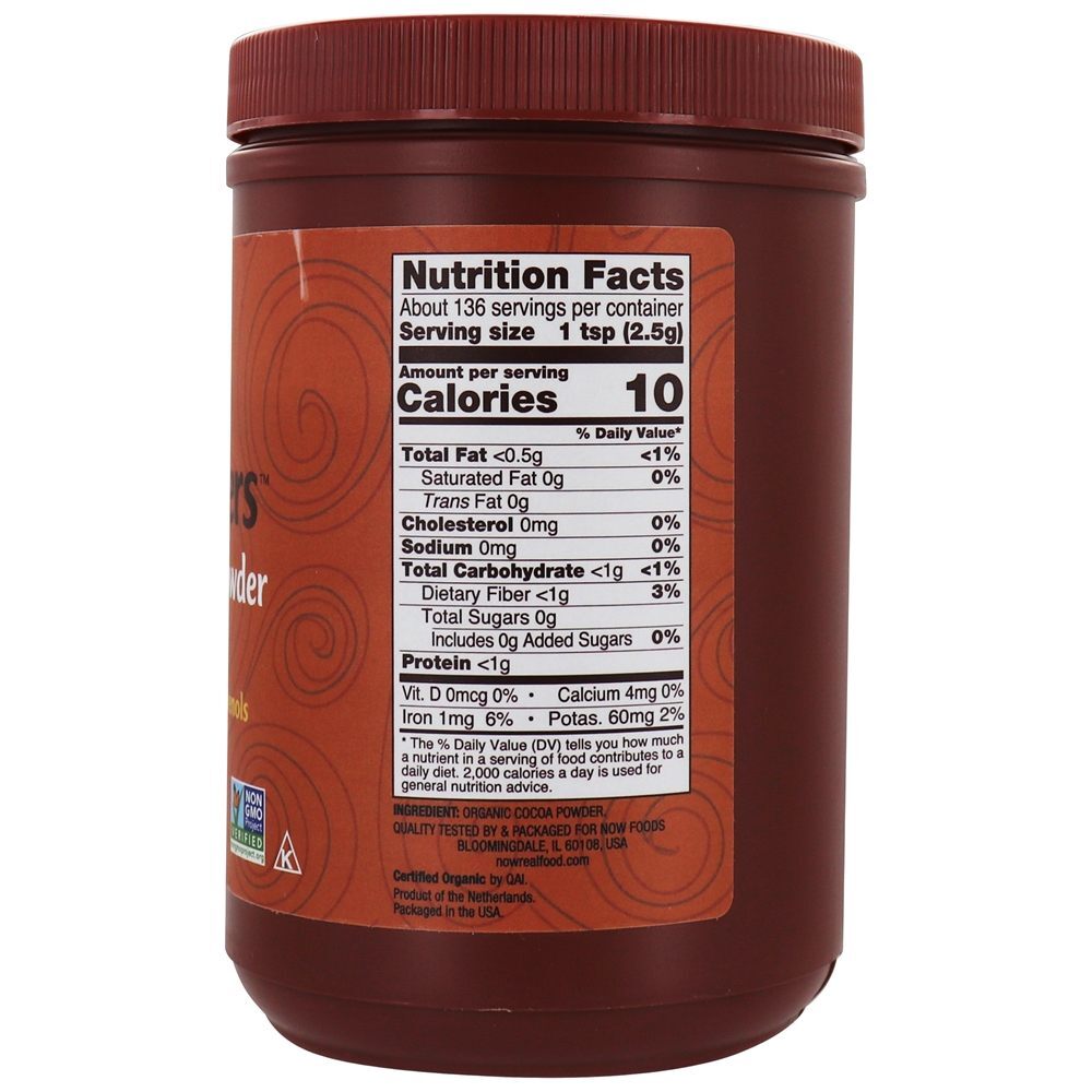 NOW Real Food Organic Cacau em Pó - 12 oz. NOW Foods - Imagem 2