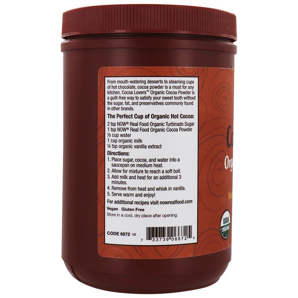 NOW Real Food Organic Cacau em Pó - 12 oz. NOW Foods - Imagem 3