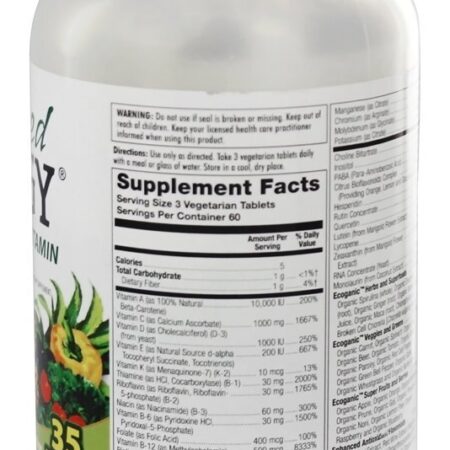Energia Aprimorada Multivitamina de Alimentos Integrais Sem Ferro - 180 Comprimidos vegetarianos Kal - Imagem 2
