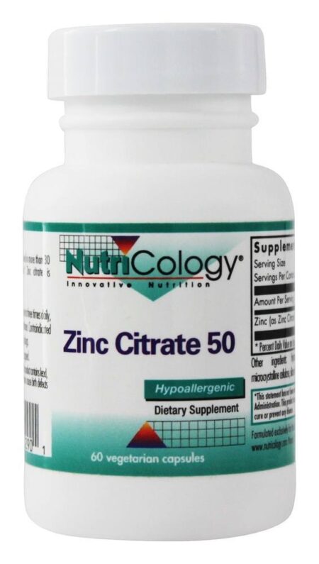 Citrato de Zinco 50 mg. - Cápsulas vegetarianas 60 Nutricology