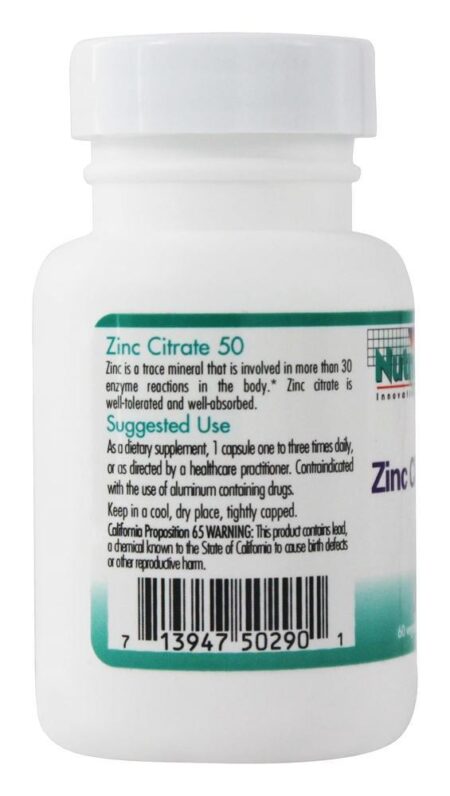 Citrato de Zinco 50 mg. - Cápsulas vegetarianas 60 Nutricology - Image 3