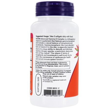 Complexo Gamma-E avançado - 60 Softgels NOW Foods - Image 3