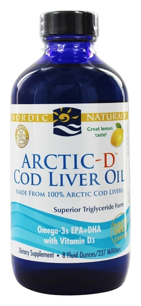 Arctic-D Óleo de Fígado de Bacalhau com Vitamina D Sabor Limão - 8 fl. oz. Nordic Naturals