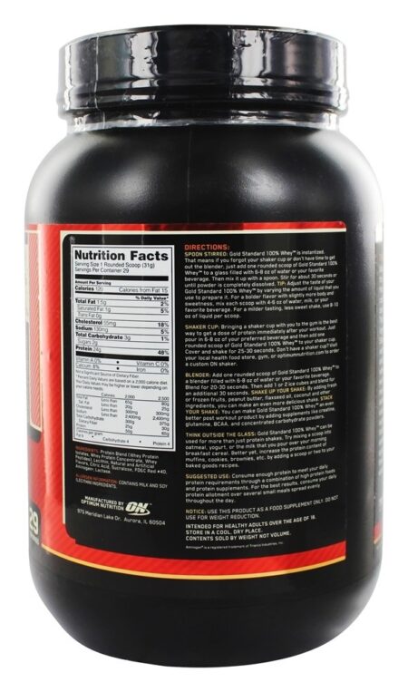 100% Whey Protein Isolado Gold Standard Sabor Morango - 2 lbs. Optimum Nutrition - Image 2