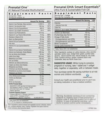 Pré-natal Um Multivitamina 30 Comprimidos & DHA 250 Inteligente Fundamentos 30 Cápsula Gelatinosa - Pacote 2 Pacote Completo de Cuidados Pré-natais Rainbow Light - Image 2