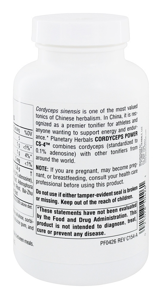 Cordyceps Power CS-4 800 mg. - 120 Comprimidos anteriormente com fórmulas planetárias Planetary Herbals - Imagem 3