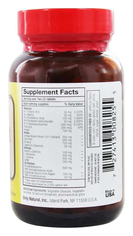 Pílula Inteligente Fórmula Para o Cérebro Com Ginkgo 125 mg. - 60 Tablets Only Natural - Imagem 2