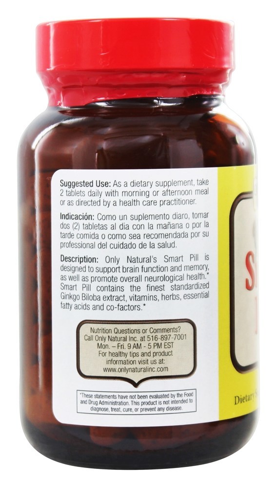 Pílula Inteligente Fórmula Para o Cérebro Com Ginkgo 125 mg. - 60 Tablets Only Natural - Imagem 3